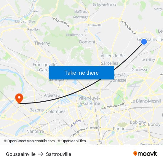 Goussainville to Sartrouville map