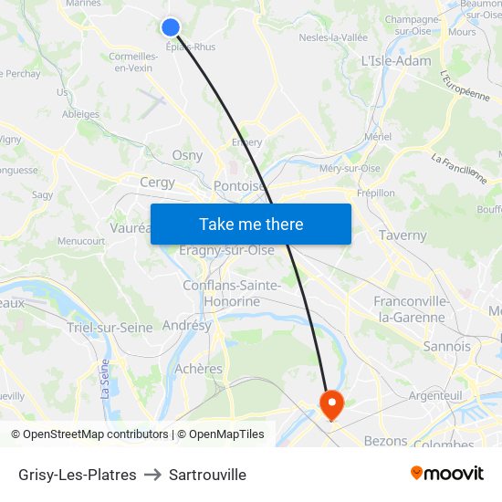 Grisy-Les-Platres to Sartrouville map