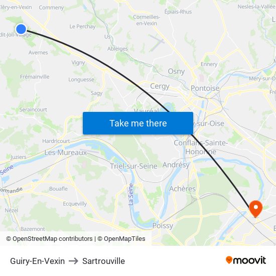 Guiry-En-Vexin to Sartrouville map