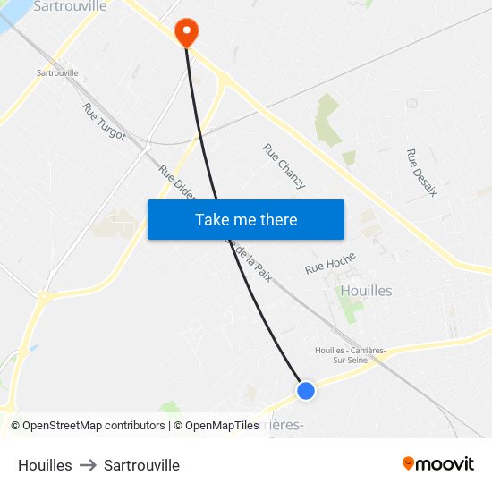 Houilles to Sartrouville map