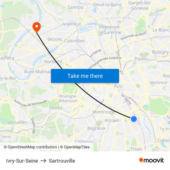 Ivry-Sur-Seine to Sartrouville map