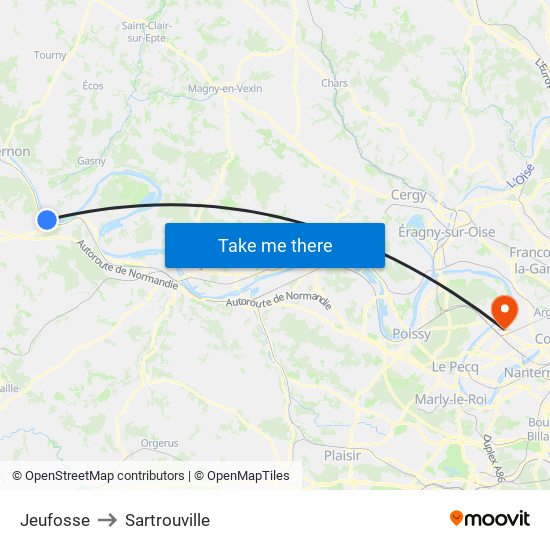 Jeufosse to Sartrouville map