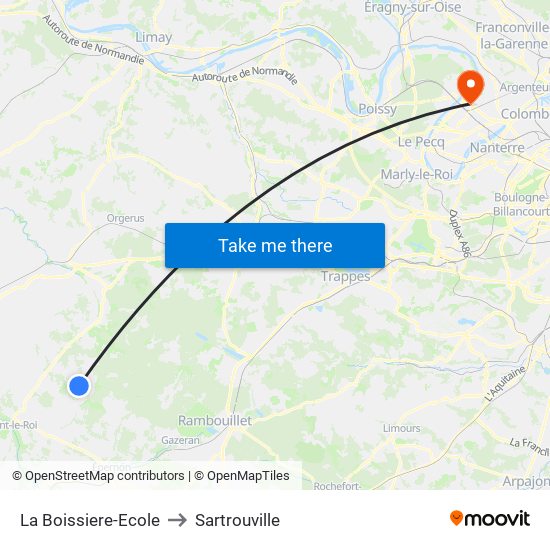 La Boissiere-Ecole to Sartrouville map