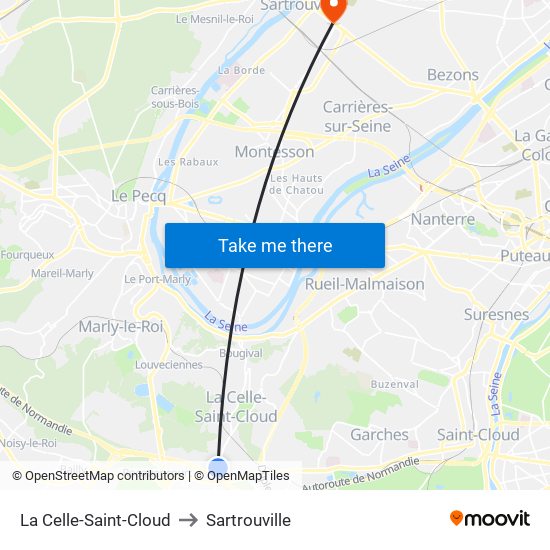 La Celle-Saint-Cloud to Sartrouville map