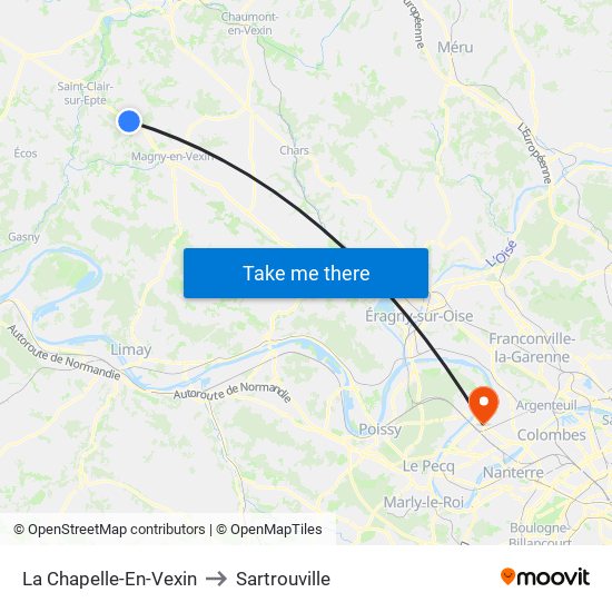 La Chapelle-En-Vexin to Sartrouville map