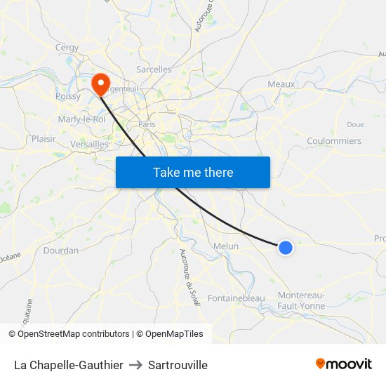 La Chapelle-Gauthier to Sartrouville map