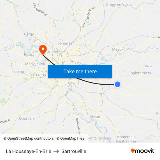 La Houssaye-En-Brie to Sartrouville map