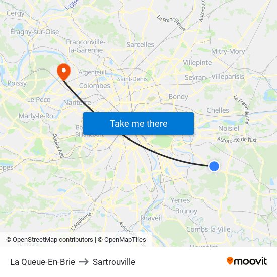 La Queue-En-Brie to Sartrouville map