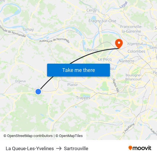 La Queue-Les-Yvelines to Sartrouville map
