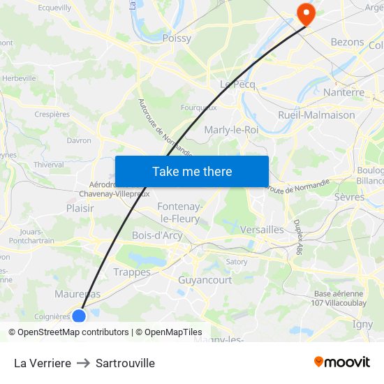 La Verriere to Sartrouville map