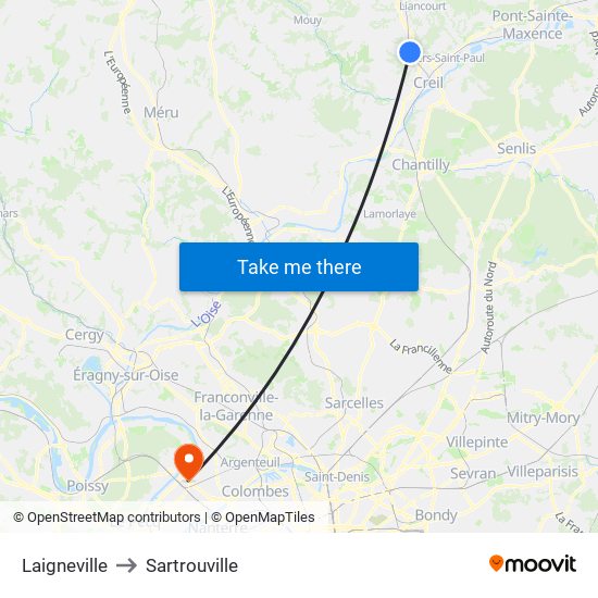 Laigneville to Sartrouville map