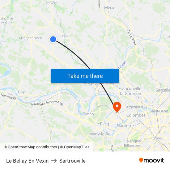 Le Bellay-En-Vexin to Sartrouville map