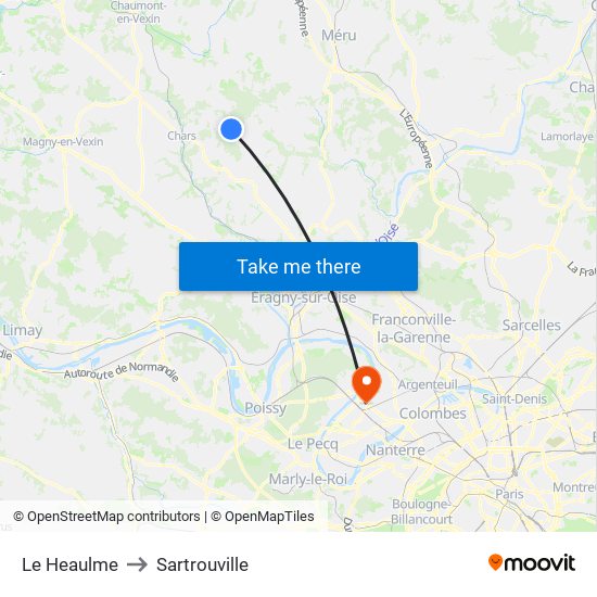 Le Heaulme to Sartrouville map