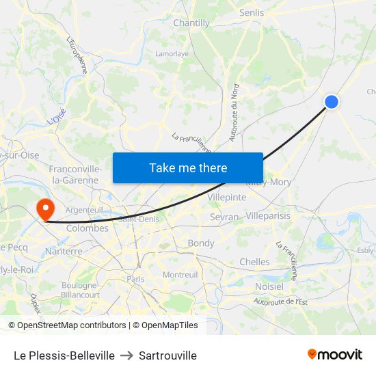 Le Plessis-Belleville to Sartrouville map