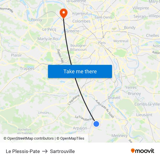 Le Plessis-Pate to Sartrouville map