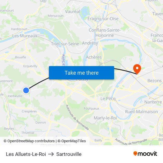 Les Alluets-Le-Roi to Sartrouville map