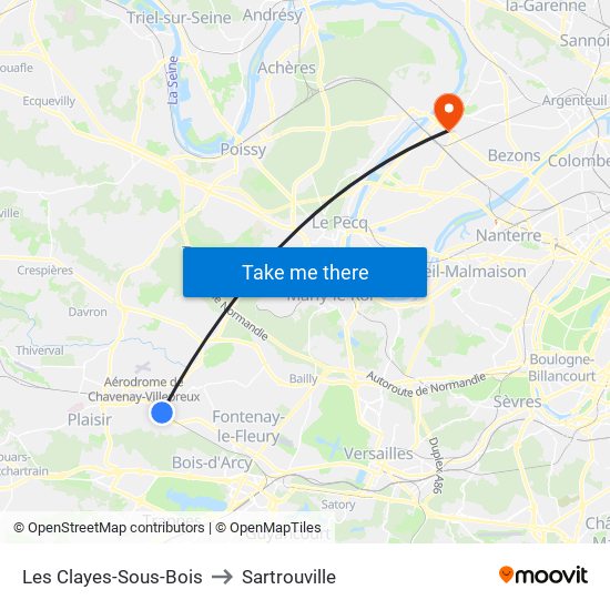 Les Clayes-Sous-Bois to Sartrouville map