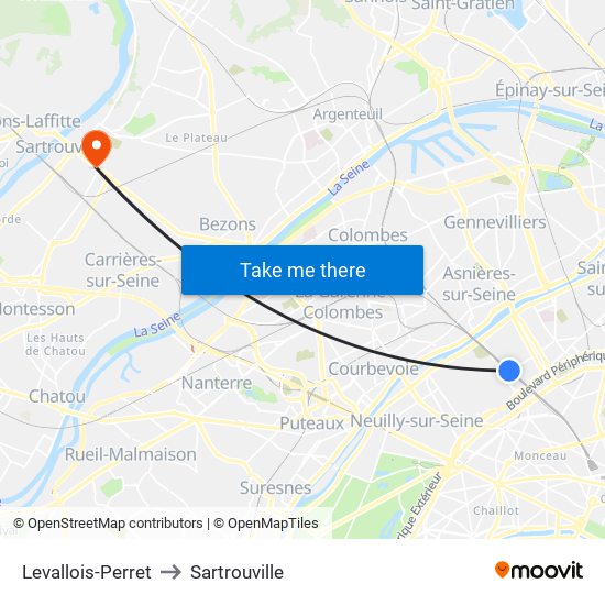 Levallois-Perret to Sartrouville map