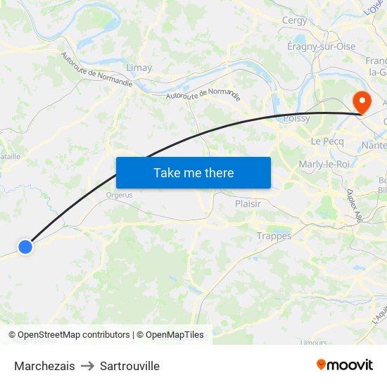 Marchezais to Sartrouville map