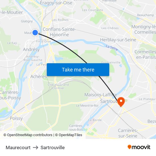 Maurecourt to Sartrouville map