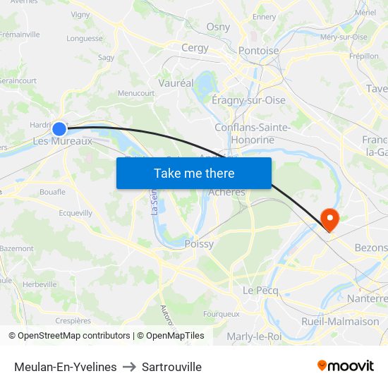 Meulan-En-Yvelines to Sartrouville map