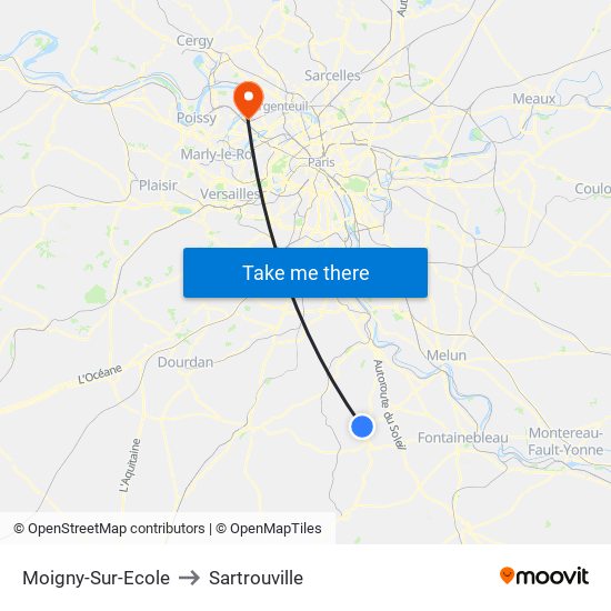 Moigny-Sur-Ecole to Sartrouville map