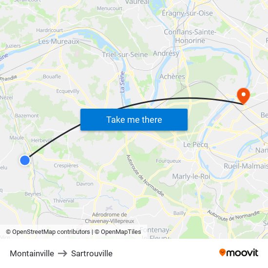 Montainville to Sartrouville map