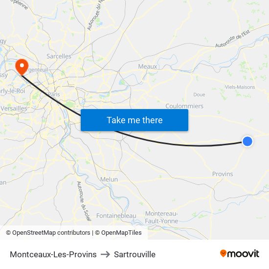 Montceaux-Les-Provins to Sartrouville map