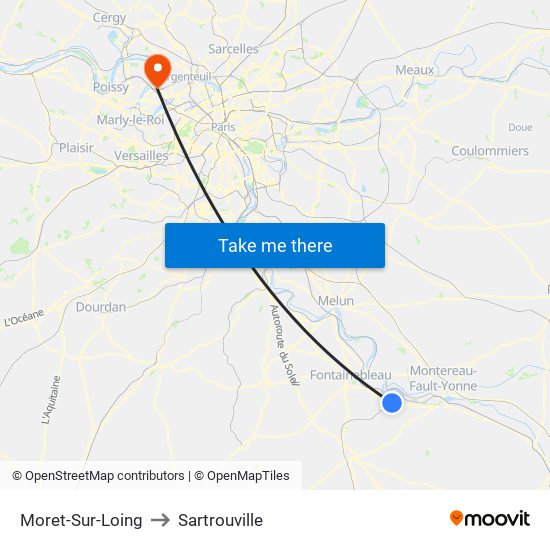 Moret-Sur-Loing to Sartrouville map