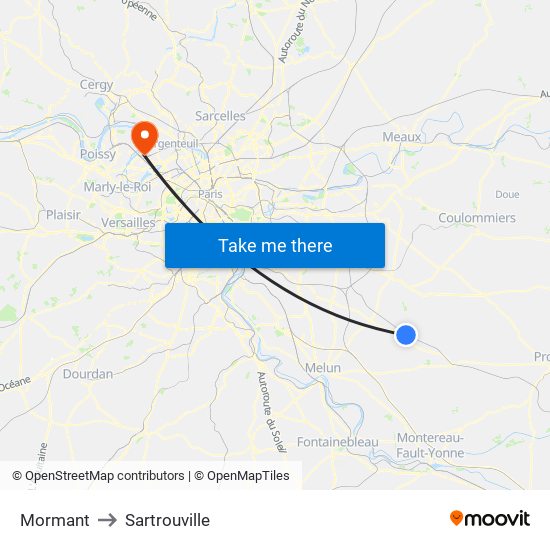 Mormant to Sartrouville map