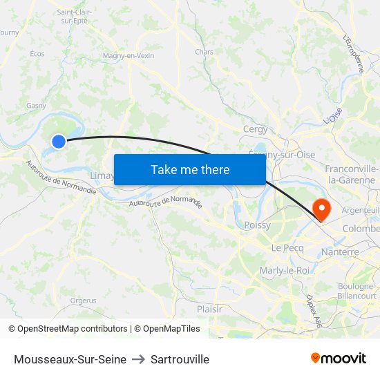 Mousseaux-Sur-Seine to Sartrouville map