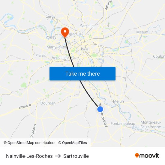 Nainville-Les-Roches to Sartrouville map