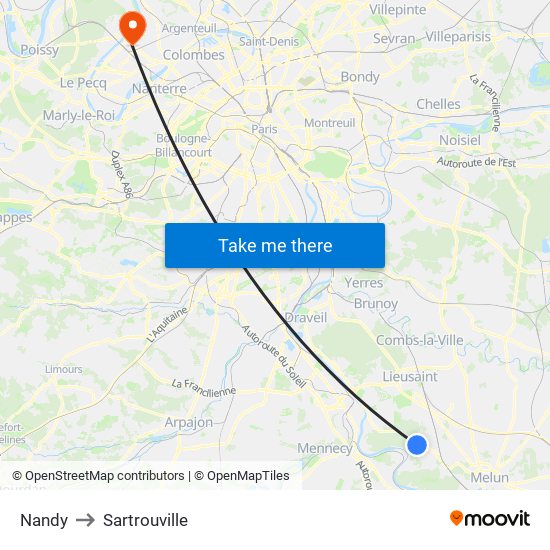 Nandy to Sartrouville map