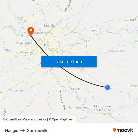 Nangis to Sartrouville map