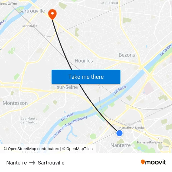 Nanterre to Sartrouville map