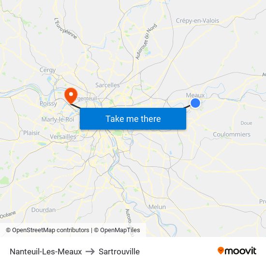 Nanteuil-Les-Meaux to Sartrouville map
