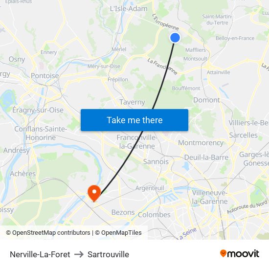 Nerville-La-Foret to Sartrouville map