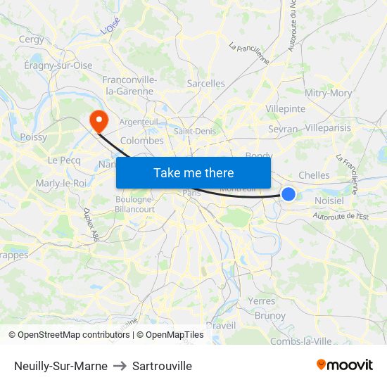 Neuilly-Sur-Marne to Sartrouville map