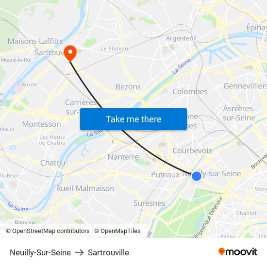 Neuilly-Sur-Seine to Sartrouville map
