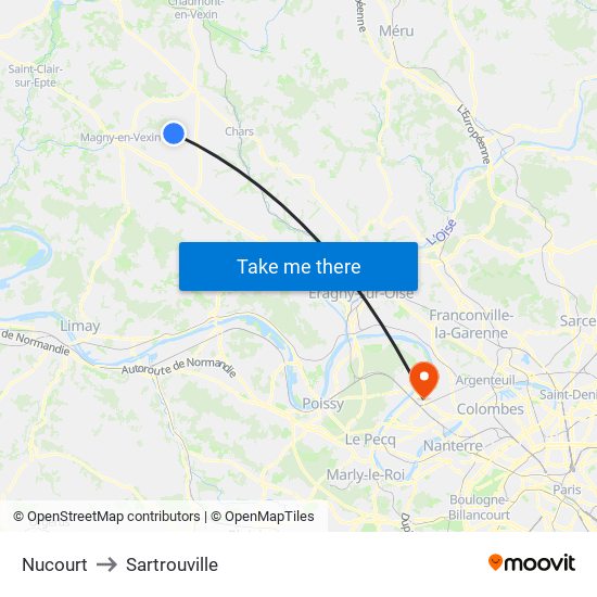Nucourt to Sartrouville map