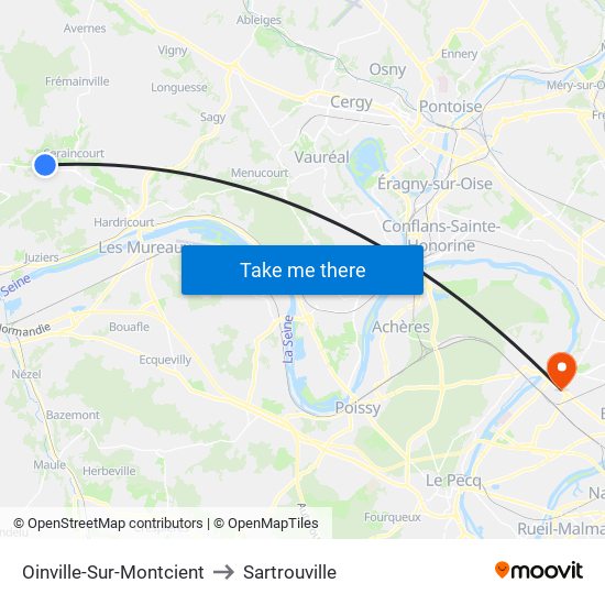 Oinville-Sur-Montcient to Sartrouville map