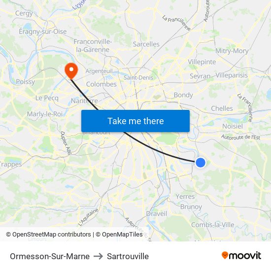 Ormesson-Sur-Marne to Sartrouville map