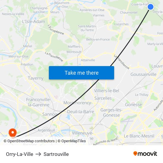 Orry-La-Ville to Sartrouville map