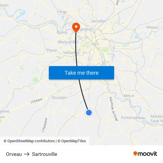 Orveau to Sartrouville map