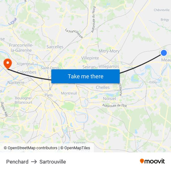 Penchard to Sartrouville map