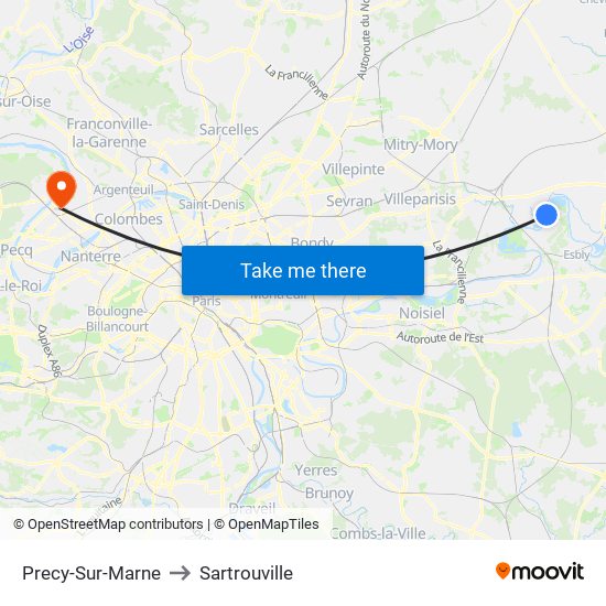 Precy-Sur-Marne to Sartrouville map