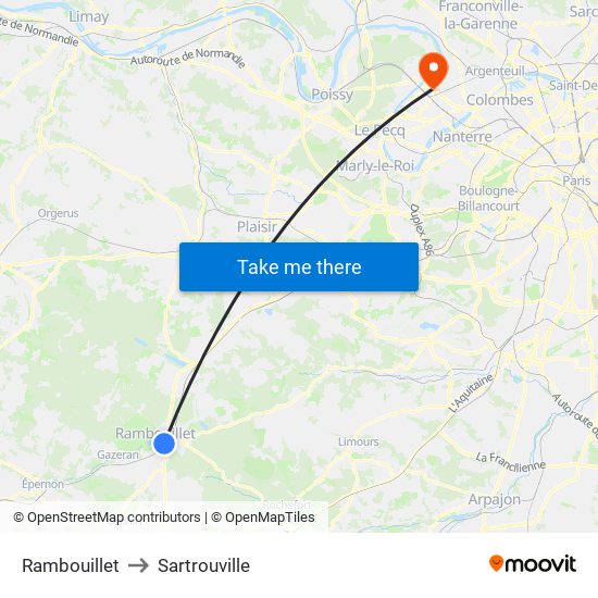 Rambouillet to Sartrouville map