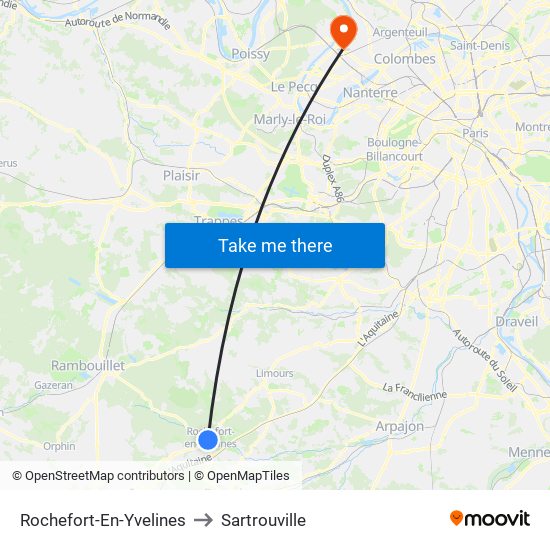 Rochefort-En-Yvelines to Sartrouville map