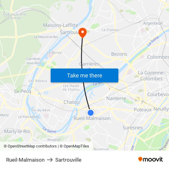 Rueil-Malmaison to Sartrouville map