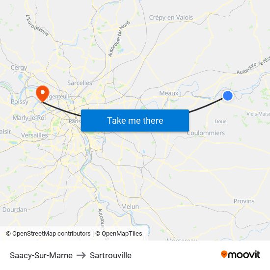 Saacy-Sur-Marne to Sartrouville map